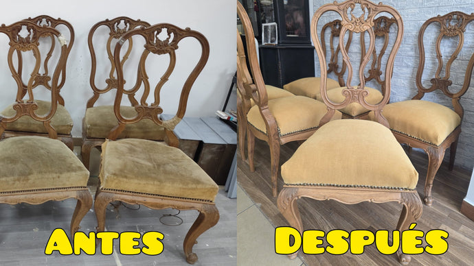 Cómo restauramos estas sillas antiguas en madera natural con tapizado nuevo [Paso a paso]