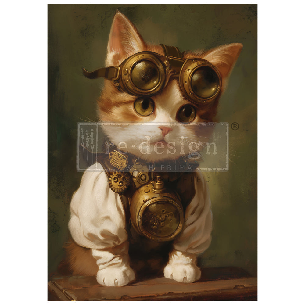A1 Papel Decoupage Re Design With Prima - Clockwork Kitty