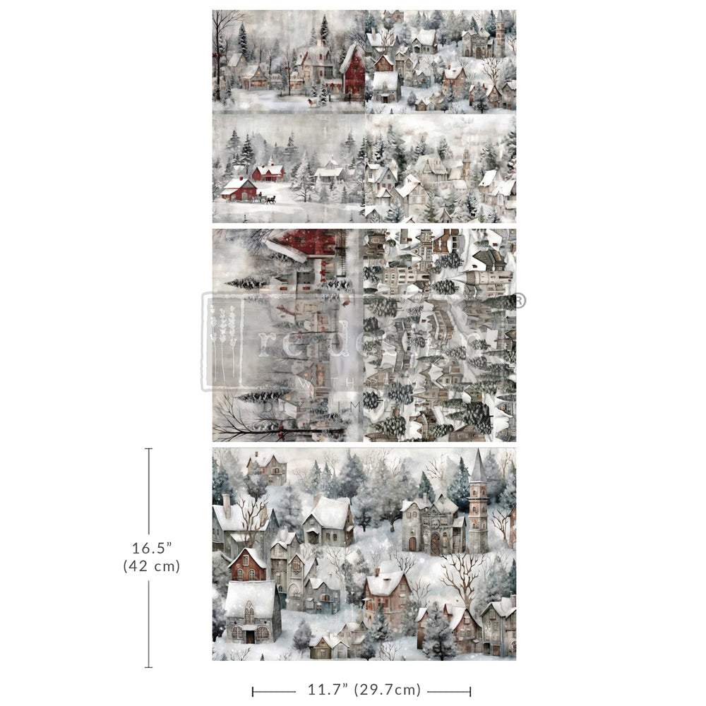 Decoupage Decor Tissue Paper Pack - Silent Night Snow Village