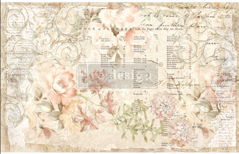 Papel Decoupage Re Design With Prima - TISSUE PAPER FLORAL PARCHEMENT