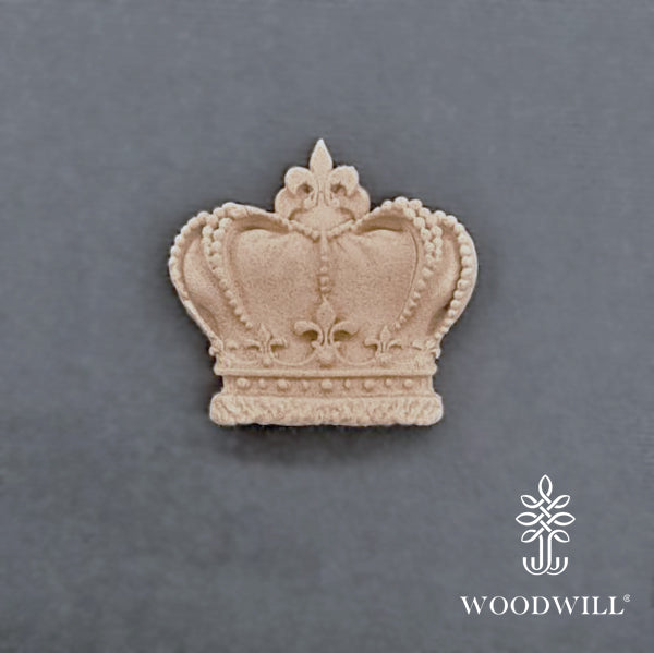 Wood Carved Decorative Crown 4.1cm x 3