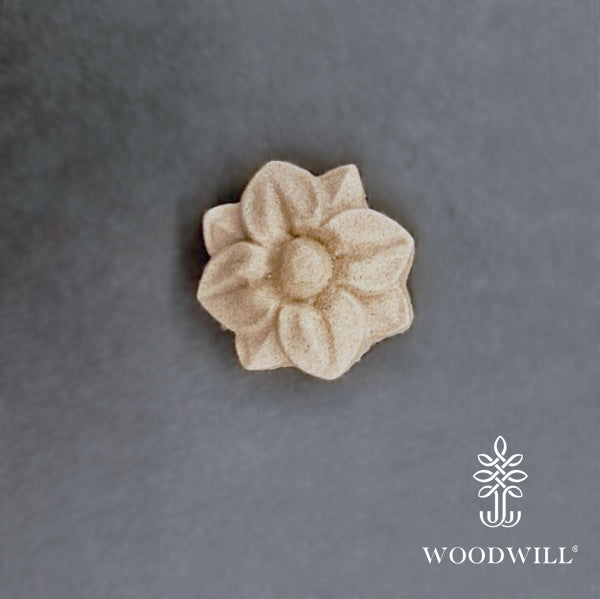 Wood Carved Decorative Flower Rosette 3.8 Cm