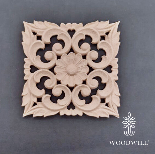 Wood Carved Decorative Tile 14cm