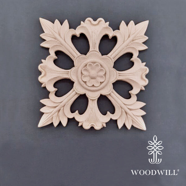 Wood Carved Decorative Tile 14 cm, x 14cm