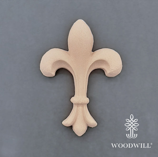 Wood Carving Decorative French Lily 7cm x 10 Cm