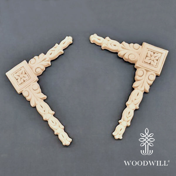 Set 2 Piezas- Wood Carving Decorative Corner 12.4 cm X 15.4 cm