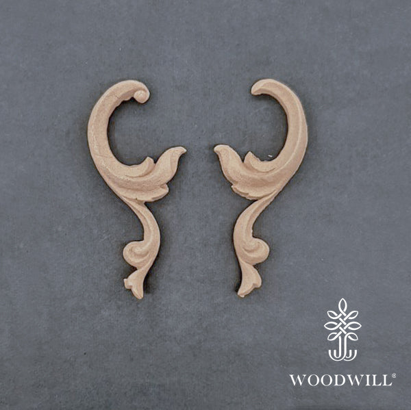 Wood Carving Decorative Set of 2 pieces 7.5cm x 3 cm
