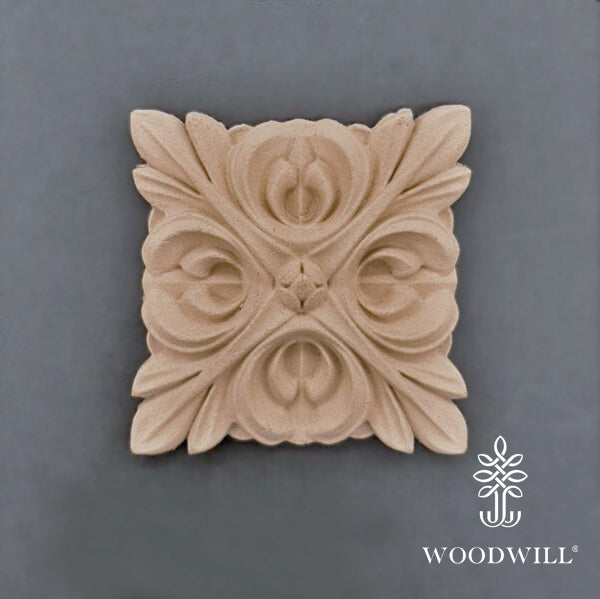 Wood Carving Decorative Tile 9.5cm. X 9