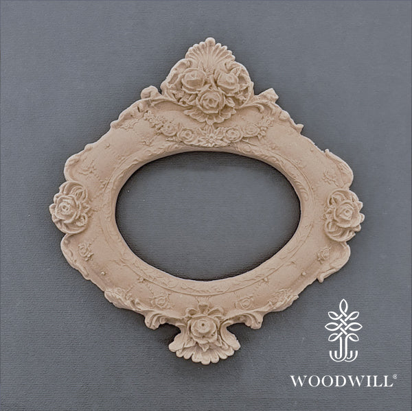 Wood Carving Frame Oval 16cm x 14 Cm