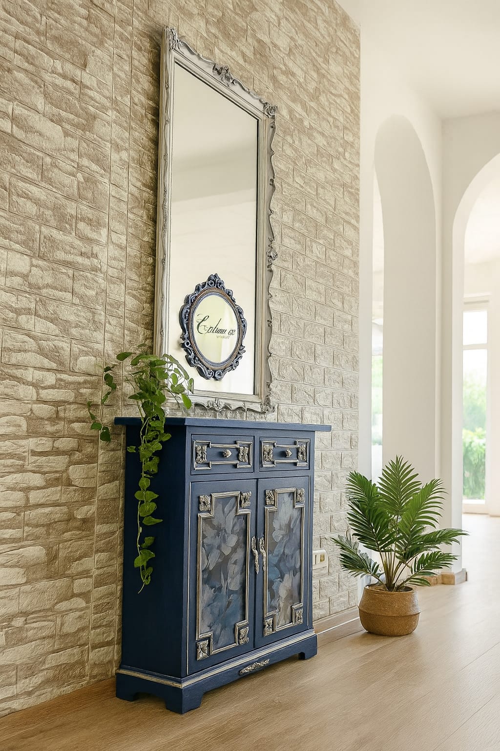 Mueble Recibidor con Espejo Navy